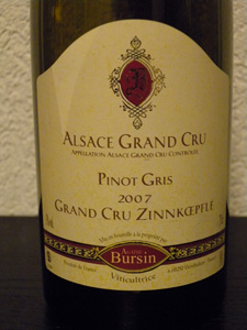 Pinos Gris Grand Cru Zinnkoepflé 2007 d'Agathe Bursins